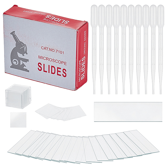 150 шт. предметное стекло для микроскопа, с ящиком для хранения, и 10шт. 3мл одноразовая пластиковая пипетка