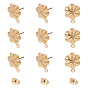 201 Stainless Steel Stud Earring Findings, with Ear Nuts/Earring Backs and Loop, Long-Lasting Plated, Flower