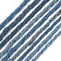 Natural Devil Blue Aquamarine Beads Strands, Faceted, Round