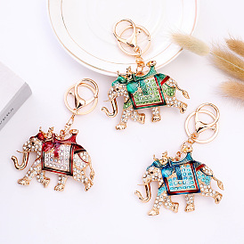 Southeast Asian diamond-encrusted elephant creative key chain pendant metal three-dimensional Thai car ornaments small gifts