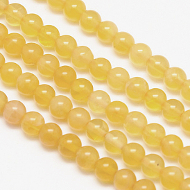 Natural Honey Calcite Round Beads Strands, Gold