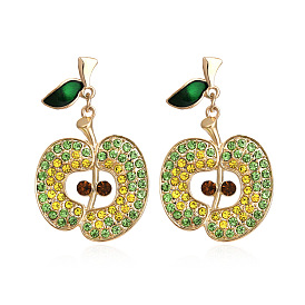 Colorful Gemstone Apple Earrings for Women - Creative Fruit Ear Jewelry
