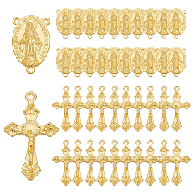 60 шт. 2 стили подвески из сплава и звенья для компонентов люстр, на Пасху, без свинца и без кадмия, крест и овал