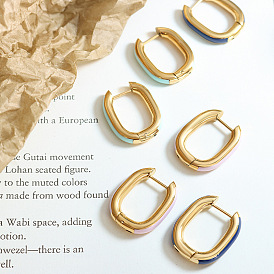 Metallic U-shaped Oil Drop Tri-color Earrings for Women's Fashion Accessories