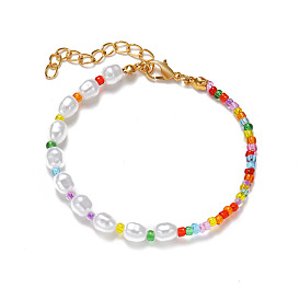 Bohemian Beach Vacation Colorful Beaded Bracelet with Pearls and Rice Beads