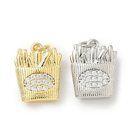 Латунные микро проложить кубического циркония подвески, картофель-фри, долговечный, без кадмия и без свинца, стойки покрытие, с целью перехода в кольце