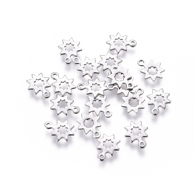 304 Stainless Steel Charms, Cut-Out, Hollow, Chain Extender Teardrop, Flower
