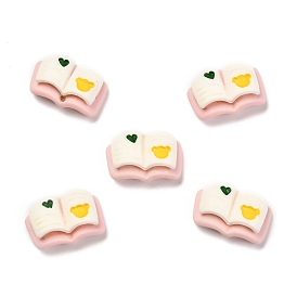 Кабошоны из смолы, книга с сердцем и медведем