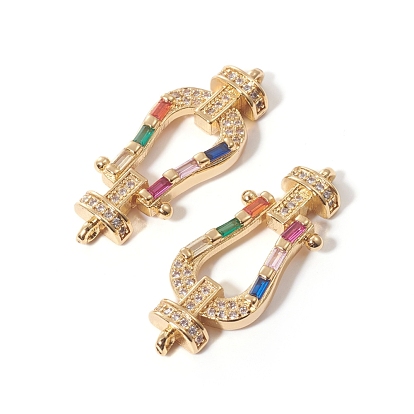 Brass Micro Pave Cubic Zirconia Links Connectors, Colorful