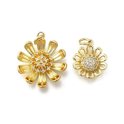 Латунные микропаве прозрачные подвески с фианитом, без кадмия, без никеля и без свинца, прелести маргаритки