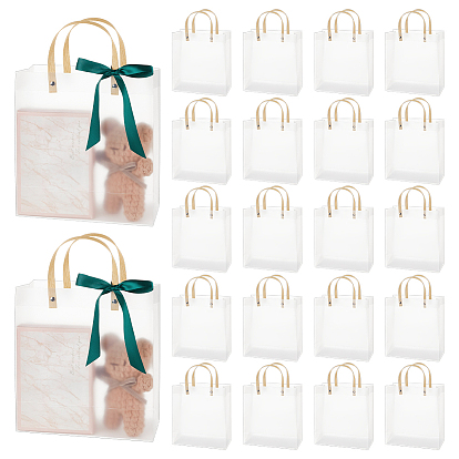 Прозрачные матовые пластиковые подарочные пакеты из ПВХ с зеленой лентой, на свадьбу день рождения детский душ, переработанные пакеты