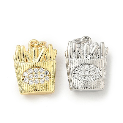 Латунные микро проложить кубического циркония подвески, картофель-фри, долговечный, без кадмия и без свинца, стойки покрытие, с целью перехода в кольце