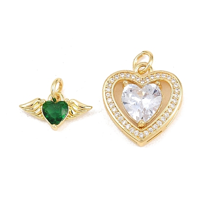 Латунный кулон с микропаве из циркония, сердце прелести, долговечный, стойки покрытие, без свинца и без кадмия, реальный 18 k позолоченный