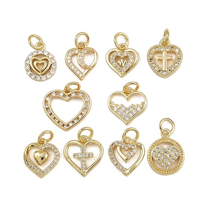 Латунные микро проложить кубического циркония подвески, сердце прелести, с целью перехода в кольце