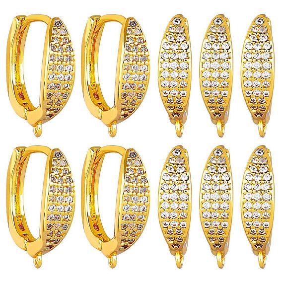 10 шт. латунная фурнитура для серег-кольцов из прозрачного кубического циркония с микропаве, защелка с горизонтальными петлями