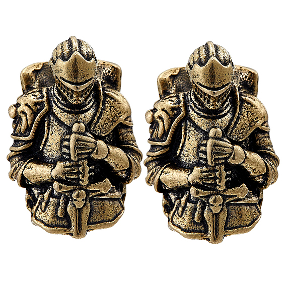 2pcs perles européennes en laiton, Perles avec un grand trou   , chevalier