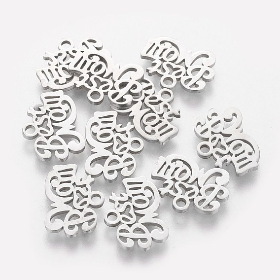 Mother's Day Theme, 304 Stainless Steel Charms, Phrase Best Mom