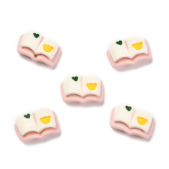 Кабошоны из смолы, книга с сердцем и медведем