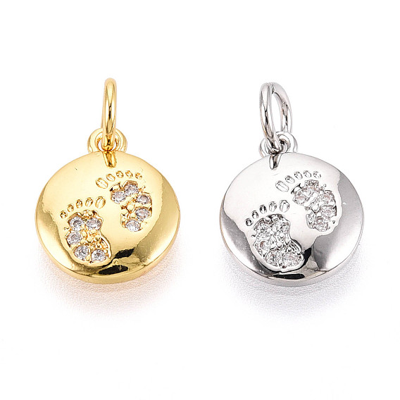 Латунные микро проложить кубического циркония прелести, плоский круглый и отпечаток, с целью перехода в кольце