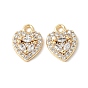 Латунные подвески в форме сердца с микропаве из прозрачных кубических цирконий