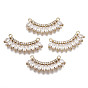 Brass Micro Pave Cubic Zirconia Pendants, Long-Lasting Plated, Curved, Light Gold