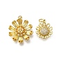 Латунные микропаве прозрачные подвески с фианитом, без кадмия, без никеля и без свинца, прелести маргаритки