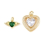 Латунный кулон с микропаве из циркония, сердце прелести, долговечный, стойки покрытие, без свинца и без кадмия, реальный 18 k позолоченный