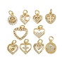 Латунные микро проложить кубического циркония подвески, сердце прелести, с целью перехода в кольце