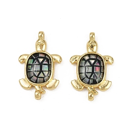 Подвески-коннекторы из натурального панциря пауа из латуни, без кадмия и без свинца, с черной эмалью