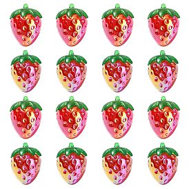 20шт 2 цвета прозрачные акриловые бусины с УФ-покрытием, радужный, клубника