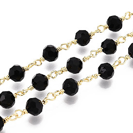 Цепочки ручной работы из латуни и стеклянных бусин, с катушкой, пайки, реальный 18 k позолоченный