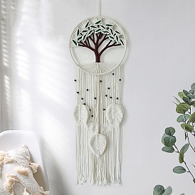 Tree of Life Cotton Macrame Wall Hanging, Handmade Woven Boho for Home Bedroom Nursery Decoration