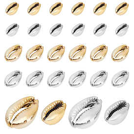 64шт 4 стили бусины из ракушек каури, с УФ покрытием, нет отверстий / незавершенного