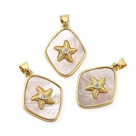 Кулон из циркония, без кадмия, без никеля и без свинца, ромб с морской звездой, с оболочкой