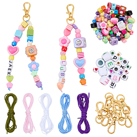 Набор для изготовления брелка своими руками, в том числе акриловые и смоляные бусины, сплав поворотный Lobster Claw застежками, Нейлоновая нить