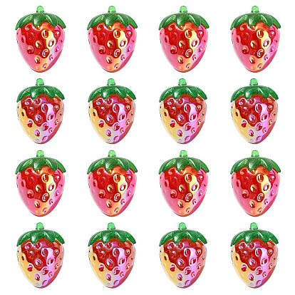 20шт 2 цвета прозрачные акриловые бусины с УФ-покрытием, радужный, клубника