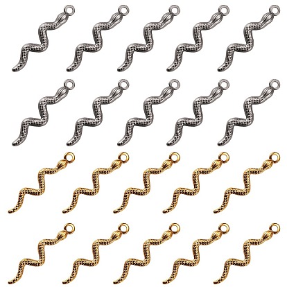 20pcs 2 style 304 Stainless Steel Pendants, Snake