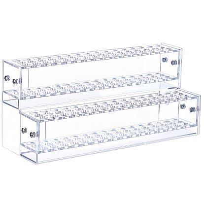 2 Layers 96 Holes Acrylic Pen Holder, Desk Stand Organizer Holding Rack, for Pens, Paint Brushes, Colored Pencils, Markers