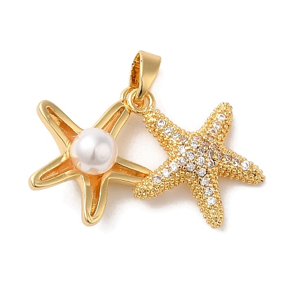 Латунные микро проложить кубического циркония подвески, с ABS имитации жемчуга, долговечный, без кадмия и без свинца