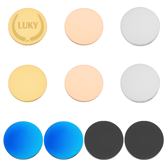 10 шт. 5 цвета 304 штампованные заготовки для бирок из нержавеющей стали кабошоны, зеркальная полировка, плоско-круглые