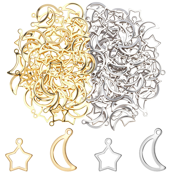140шт 4 стили 304 подвески из нержавеющей стали, Луна и звезды