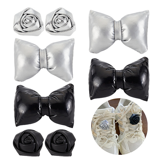 4 пары 4 стили пряжки для обуви из искусственной кожи, с пластиковой пряжкой