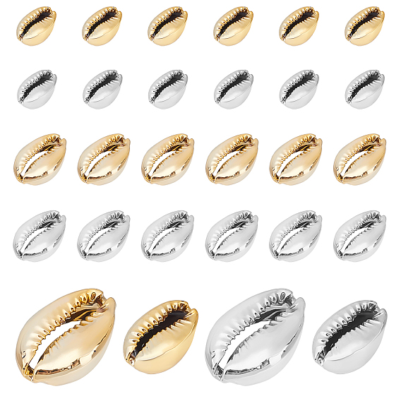 64шт 4 стили бусины из ракушек каури, с УФ покрытием, нет отверстий / незавершенного