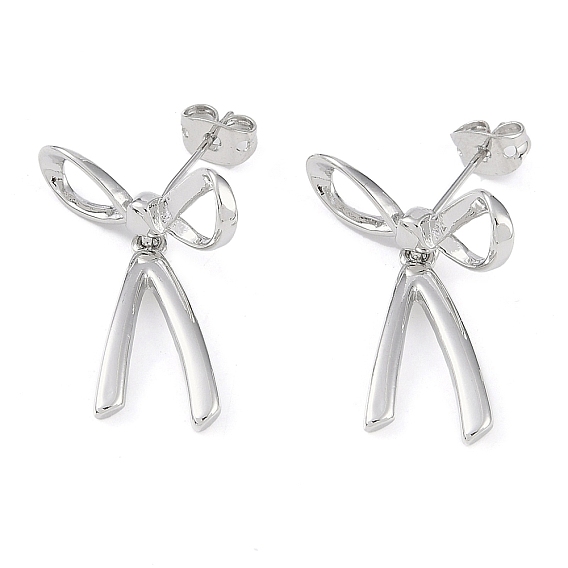 Латунные серьги-гвоздики для женщин, бантом