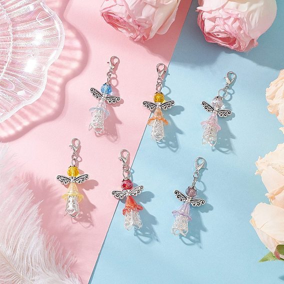 Подвески в виде ангела из стеклянных бусин и акрила, Сплав с застежками когтя омара