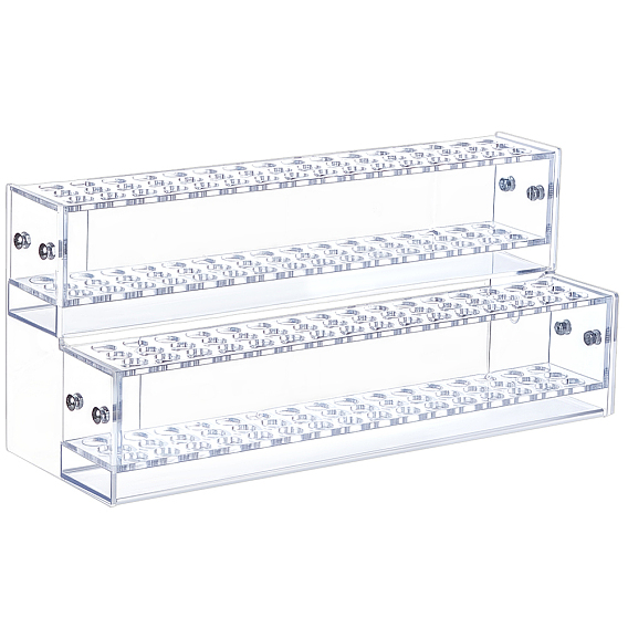 2 Layers 96 Holes Acrylic Pen Holder, Desk Stand Organizer Holding Rack, for Pens, Paint Brushes, Colored Pencils, Markers