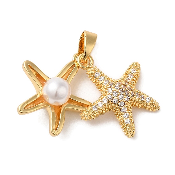 Латунные микро проложить кубического циркония подвески, с ABS имитации жемчуга, долговечный, без кадмия и без свинца