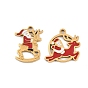 304 Stainless Steel Enamel Pendants, Santa Claus with Deer Charms, Ion Plating(IP)