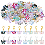 96Pcs 16 Style Glass & Brass Pendant Decorations, with Alloy Lobster Claw Clasps, Platinum & Golden