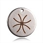 Spray Painted 201 201 Stainless Steel Steampunk Pendants, Flat Round with Mixed Pattern, 20x1mm, Hole: 1mm
